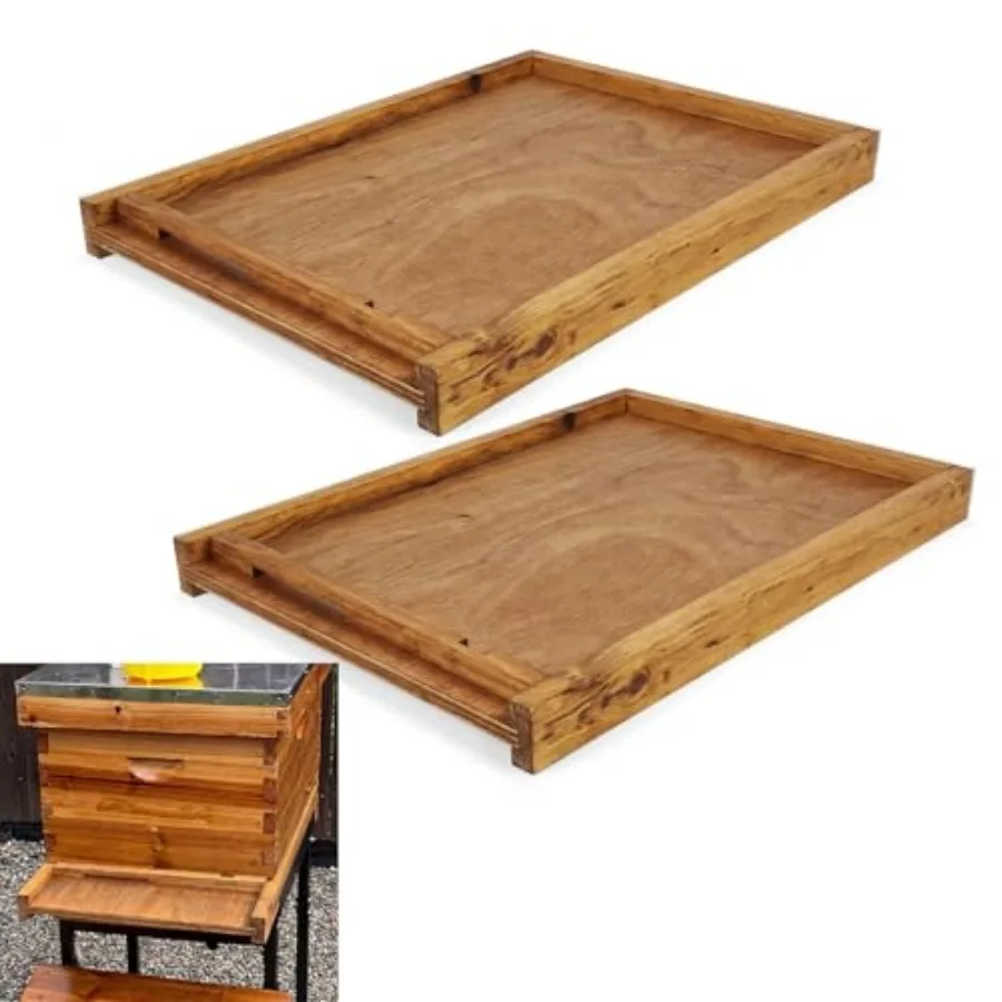 

Colingmill 2 Set 10 Frame Wax Dipped Beehive Bottom Board with Entrance Reduce Wax Dipped Beehive Screened Bottom Base Wood Ent