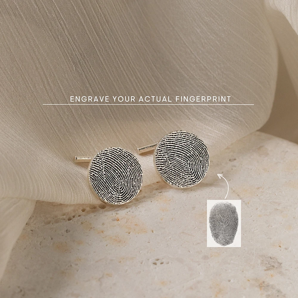 

Custom Actual Fingerprint Cufflinks Personalized Groomsmen Wedding Gift Mens Accessories