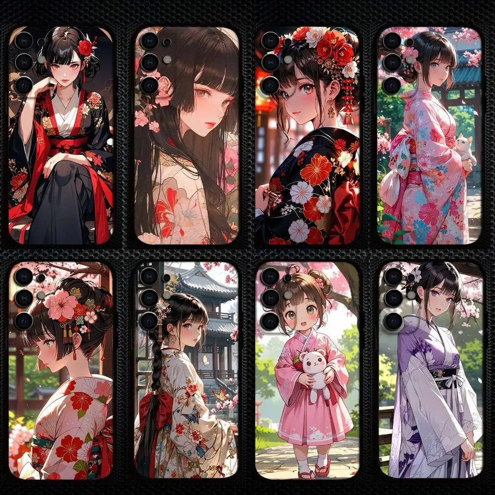 

Japanese Style Anime Girl Phone Case For Samsung S25,S24,S23,S22,S21,S20,Plus,Fe,Lite,Others Black Cover