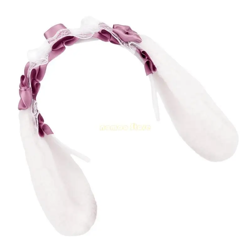 31BF Bowknot 토끼 귀 머리띠 코스프레 의상 헤어 밴드 파티 소품 모자를 쓰고 있죠 여성용 애니메이션 액세서리 소녀 할로윈 소품