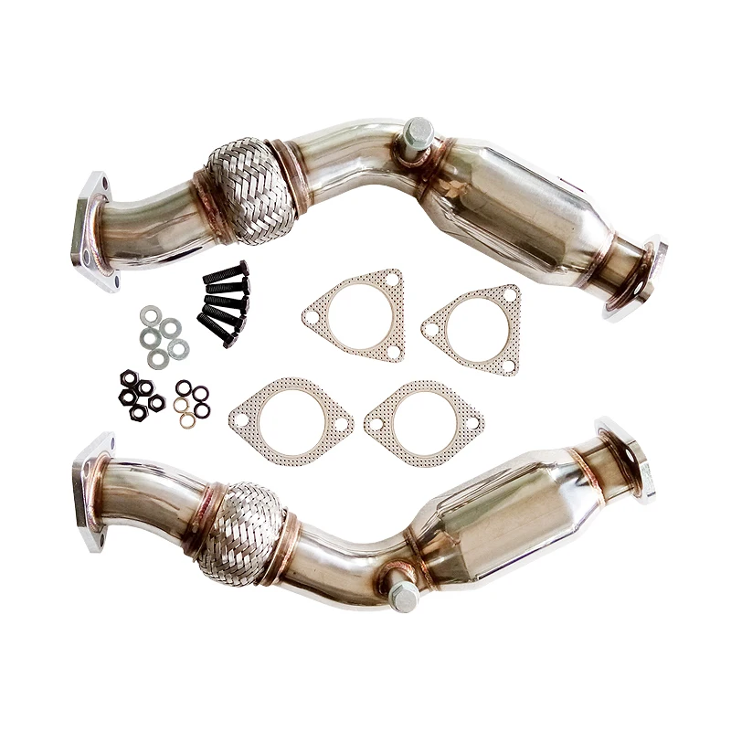 SS Downpipe W Flexpipe For NISSAN 07+ 350z 370z G37 FX35 FX37 Q50 Q60 VQ35HR VQ37HR Without Resonator