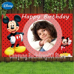 Disney Customize Disney Mickey Mouse Party Backdrops Minnie Mouse Background Wall Cloth Baby Shower Birthday Party Decoration