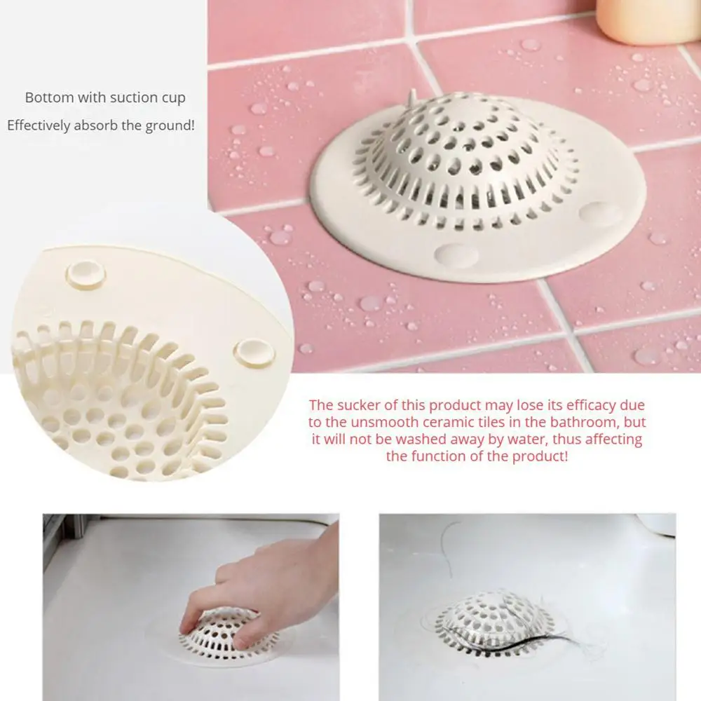 Floor Drain Deodorant Sewer Filter Beige Kitchen Hair Filter Silicone Hair Catcher Sewer Hair Filter Reusable Sink Pad