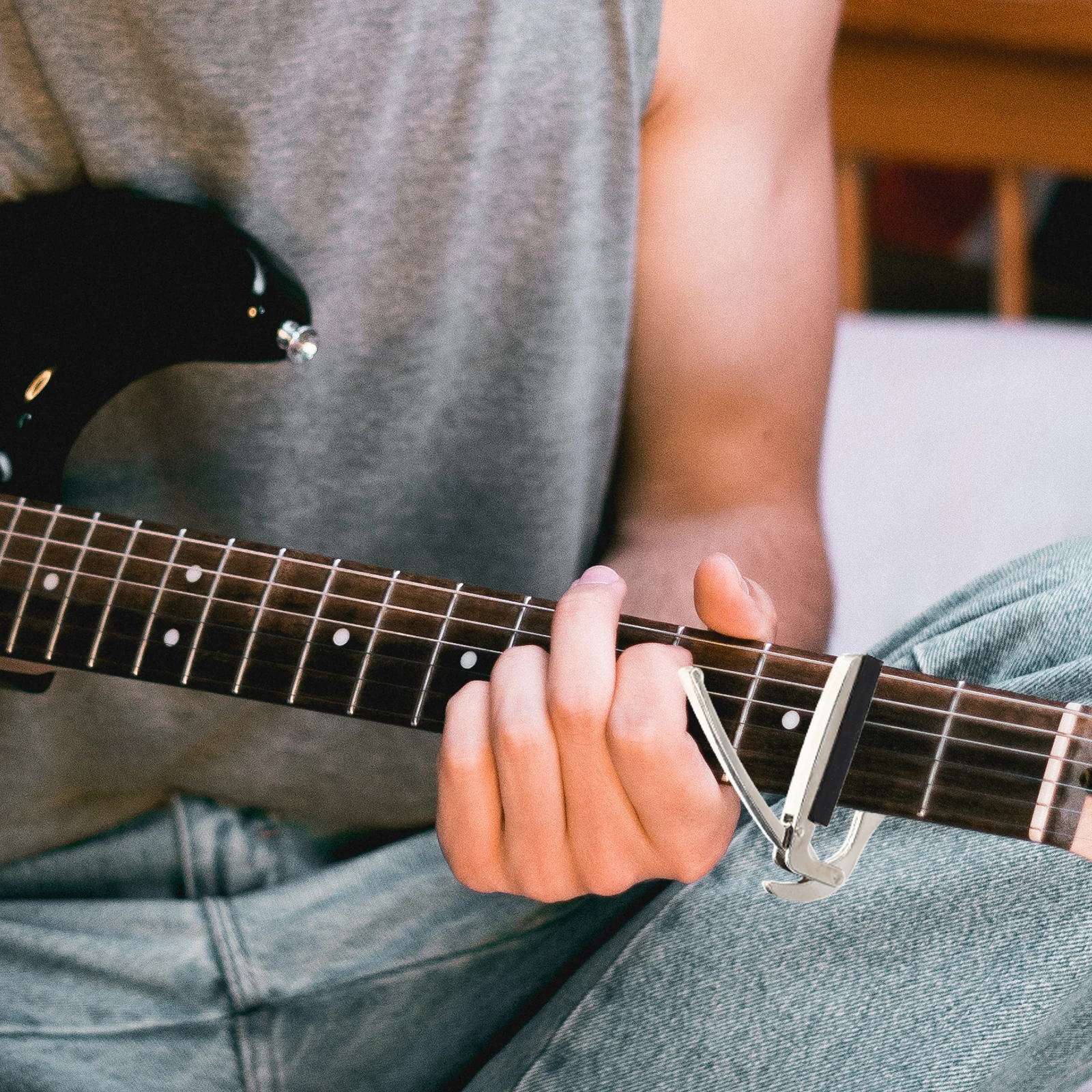 

Capo Rubber Metal Durable Stable Pressure Elastic Spring Multi function Modified Guitar Tuning Accessory Suitable