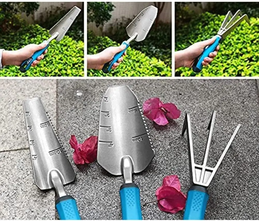 Garden Tools, Garden Tools Set,Aluminum Alloy Three-Piece Suit Cultivating Planting Cultivator Shovels Spades Transplanter