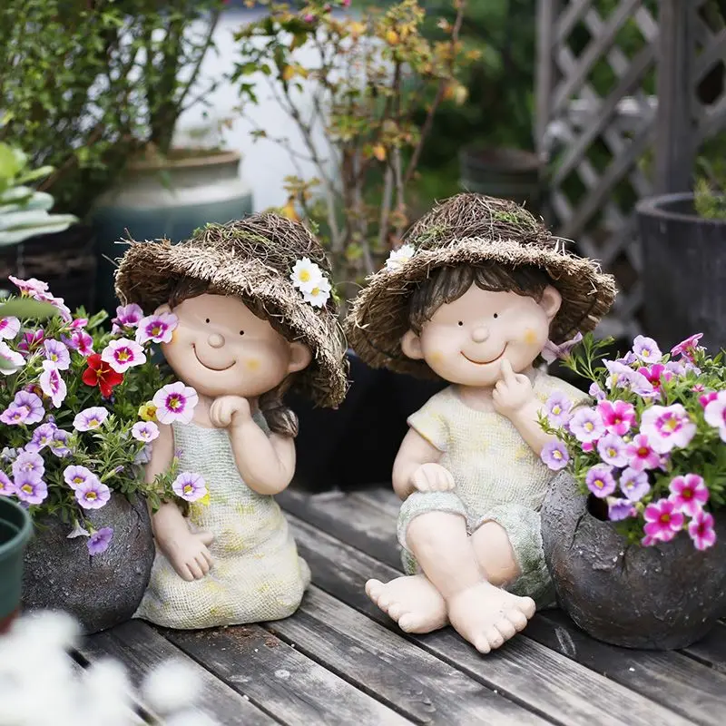 Cute character flower pot art balcony decoration outdoor courtyard garden