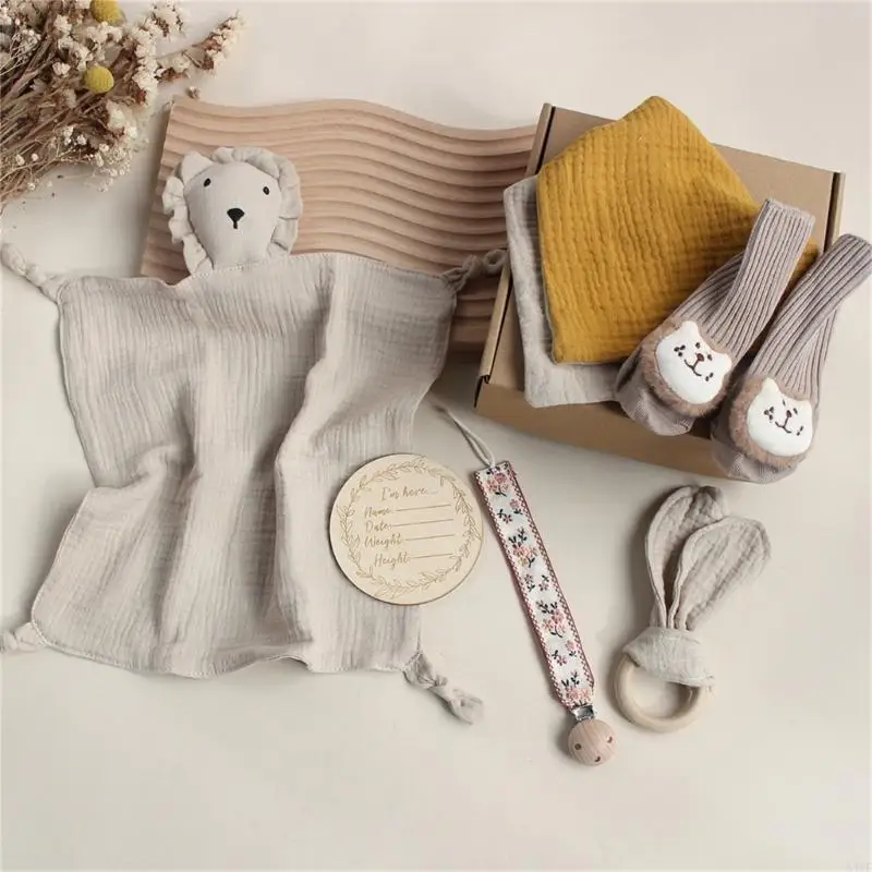 54DF Soothe Handdoek Sokken Speeksel Handdoek Bijtring Hoofdband Set Kerstcadeaus
