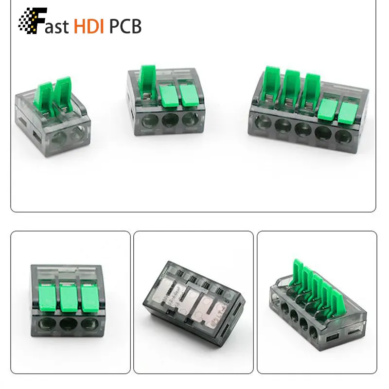 Клеммная колодка быстрого подключения, 2/3/5-портовый прозрачный электрический разъем 250 В с чистой меди, без инструментов для многожильного/твердого провода