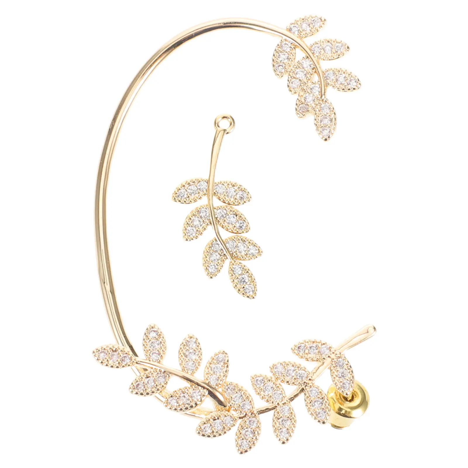Rhinestone Ear Cuff Leaf Right Ear Jacket Climber Crawler Earring Wrap Hypoallergenic Stud Earring Women Lady Bridal Party