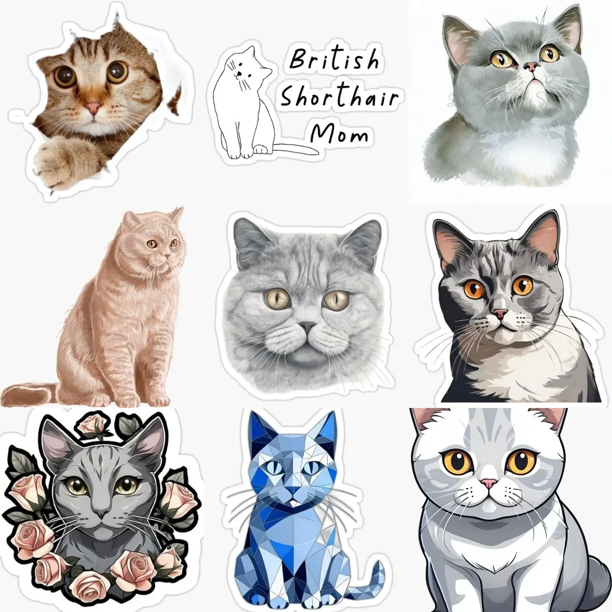 

Creative British Shorthair Cat Pets PVC Sticker Decorate for Car Fridge Van Door Wall Window Decal Accessories