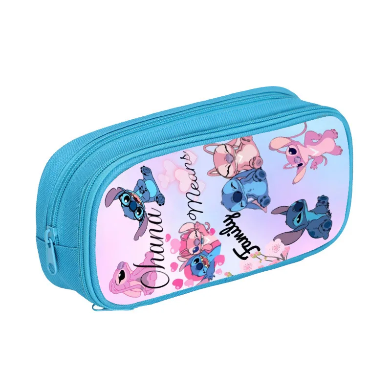 Disney Stitch Pen Case Double Layer Pencil Storage Bag Large Capacity Kawaii Cartoon Anime Stationery School Supplies Kids Gifts