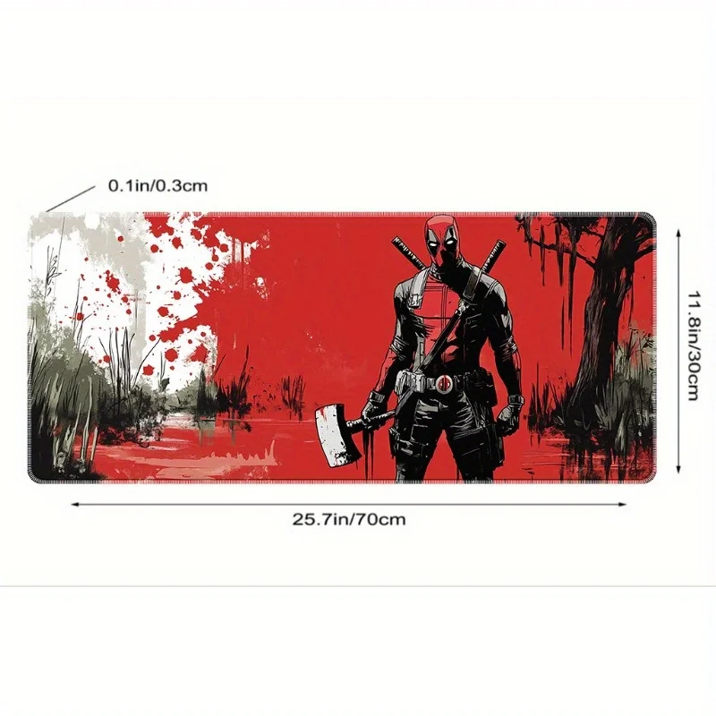 لوحة ماوس ألعاب Deadpool مرخصة رسميًا من MARVEL - سطح مطاطي عالي الجودة غير قابل للانزلاق، عمل فني أحمر وأسود نابض بالحياة مع Dy