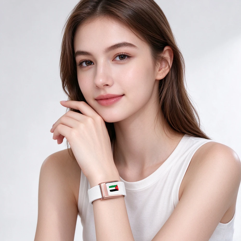 For Middle East Jordan national flag Logo Whoop 4.0 5.0 MG Replacement Sports Wristband Band Nylon Elastic Straps Metal Frame