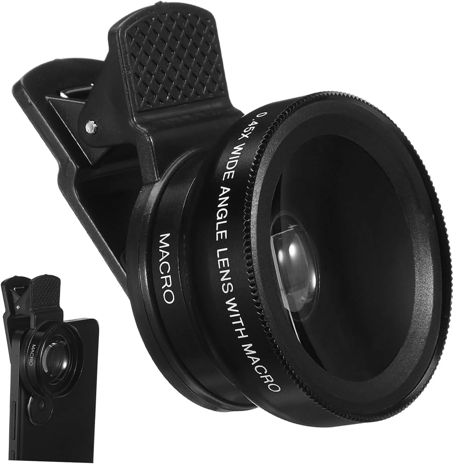 

Kutou Phone Camera Lens 0.45X Super Wide Angle Lens 15X Macro Clip-On 2 in 1 Professional for iPhone Kit for Vlog