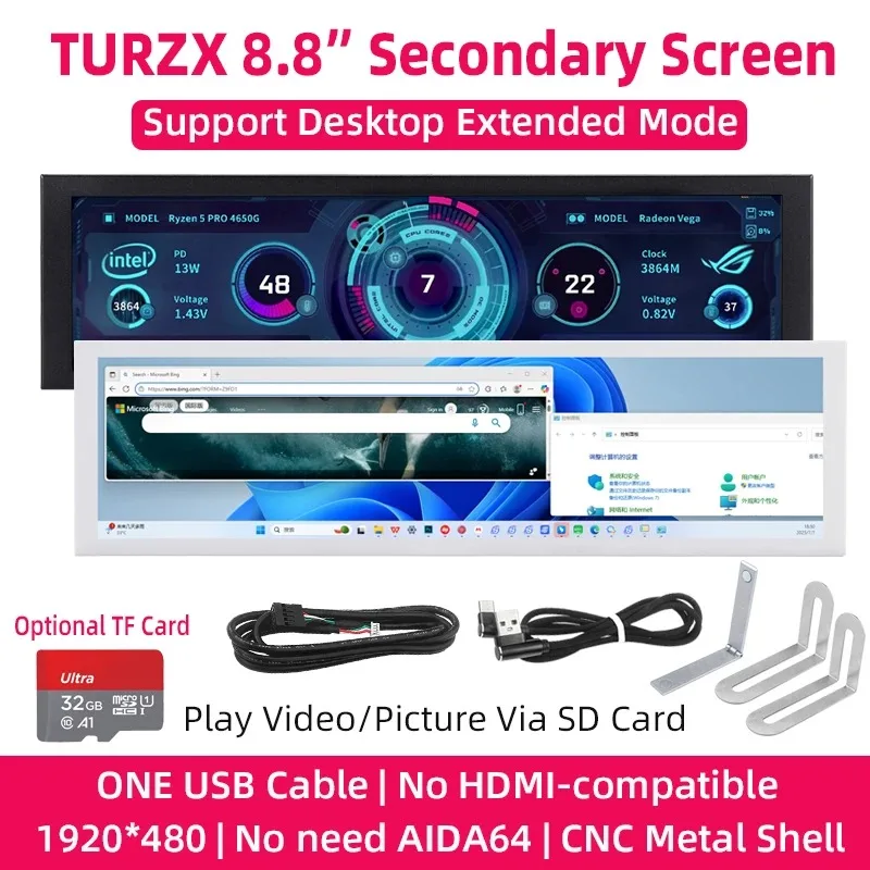 turzx-schermo-secondario-usb-da-88-pollici-tipo-c-display-esteso-da-tavolo-scheda-tf-riproduzione-1920-480-ips-lcd-cpu-ram-gpu-monitor-no-aida64