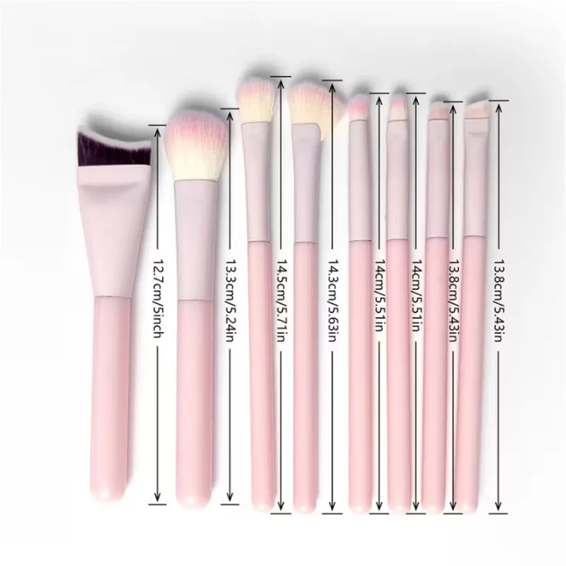 8Pcs Peach Pink Makeup Brush Set Soft Synthetic Fishtail Foundation Brush Multi‑Function Eyeshadow Blush Blending Cosmetic Tool
