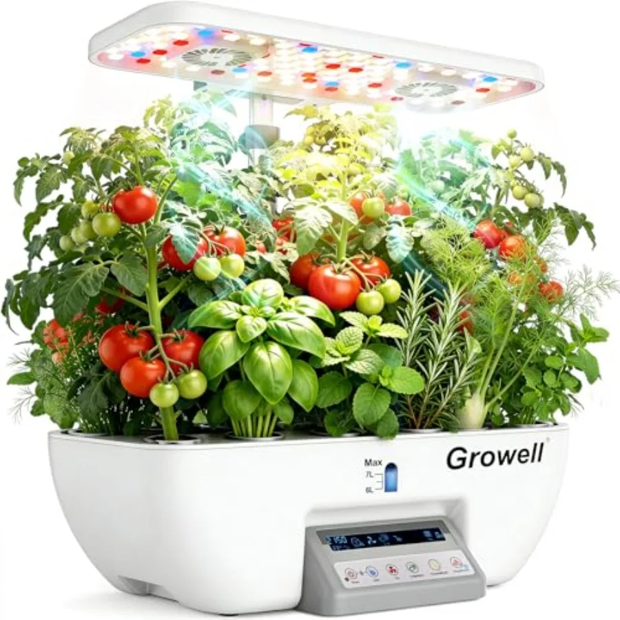 Indoor Herb Garden Hydroponics System Kit with 17 Pods White 2 Fans Grow Light Smart Water Cycle Auto Timer 10L Tank Ideal for