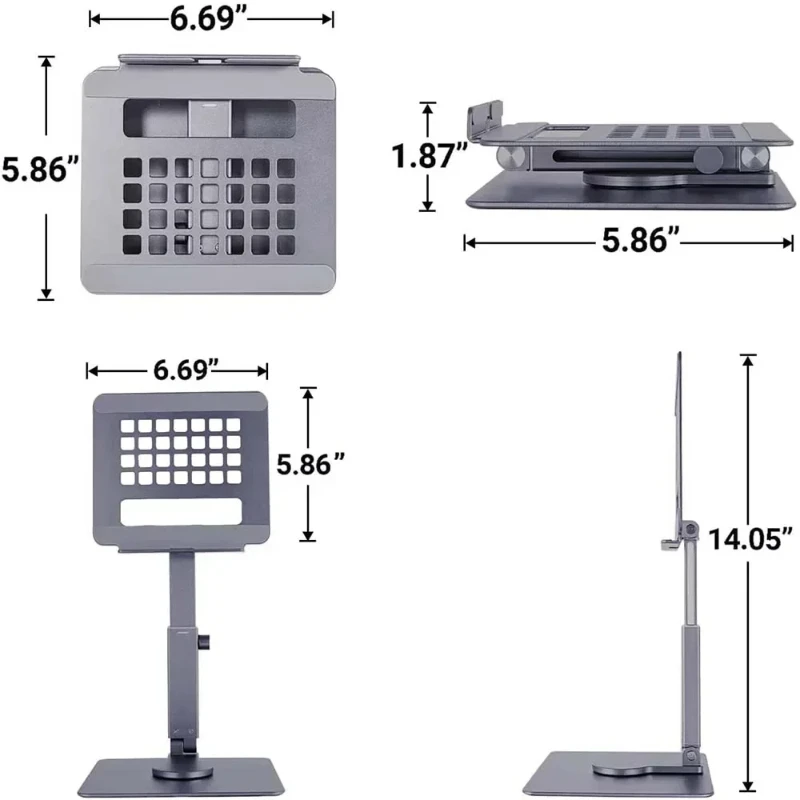 Imagem -05 - Alumínio Tablet Stand com Rotação de 360 ° Mesa Riser Multi Ângulo Altura Ajustável Suporte Dobrável Dock para Xiaomi Ipad Tablet Laptop