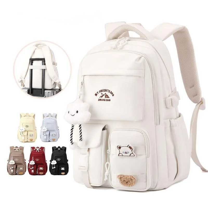 

Bear Cloud Y2K Backpacks Ins Pendant Students Double Shoulder Bag Back To School College School Girl High Capacity Backpacks New