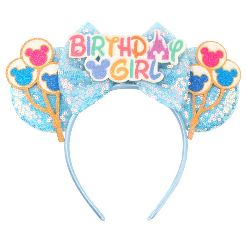 Mickey-Geburtstags-Stirnbänder für Kinder, Pailletten, Schleifen, Minnie-Luftballons, Ohrstecker, niedliche Halloween-Partydekorationen, Kopfbedeckungen – Detail 5