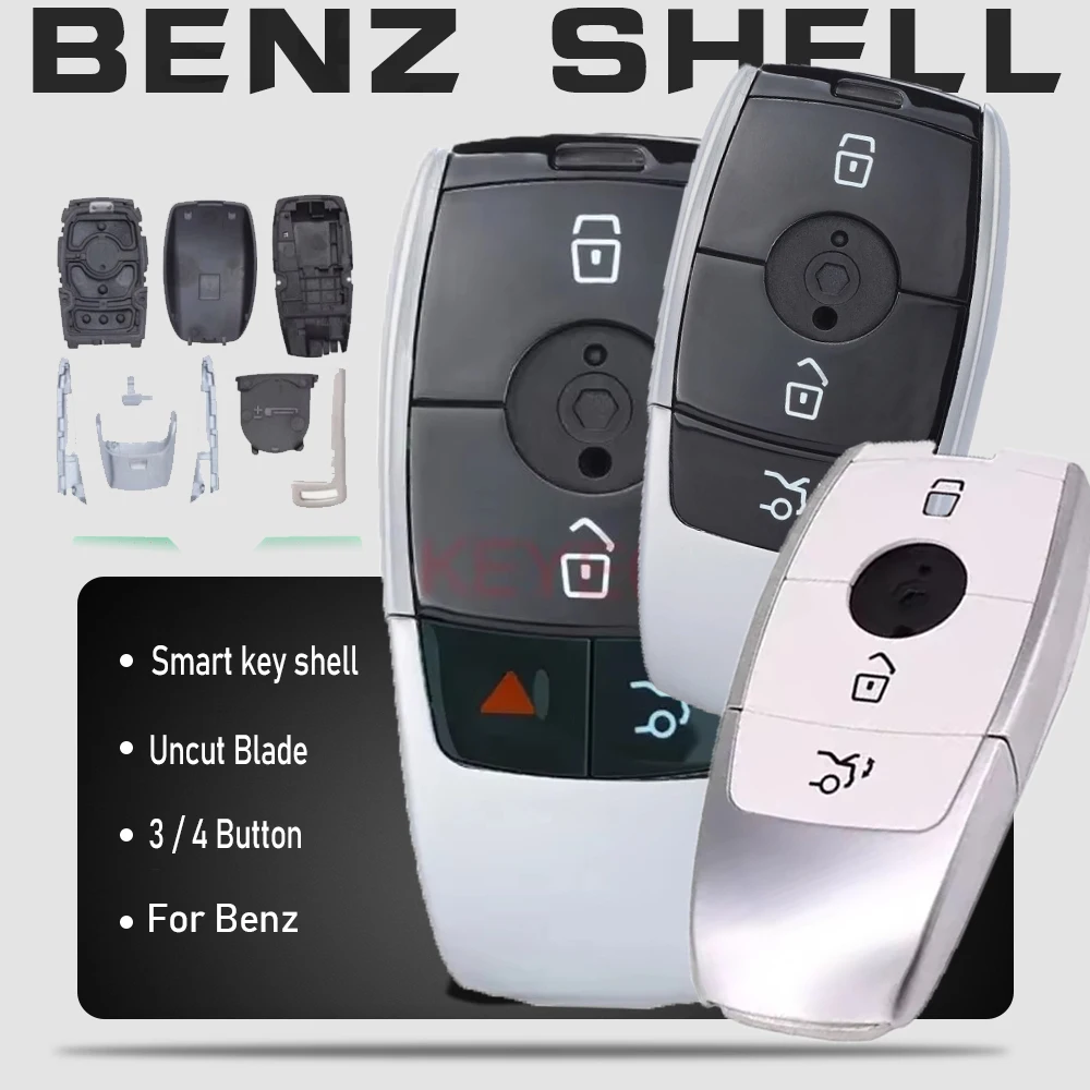 

KEYECU 4 Buttons Smart Remote Key Shell Case Fob for Mercedes Benz A B C E S G Class 2019 2020 2021 2022