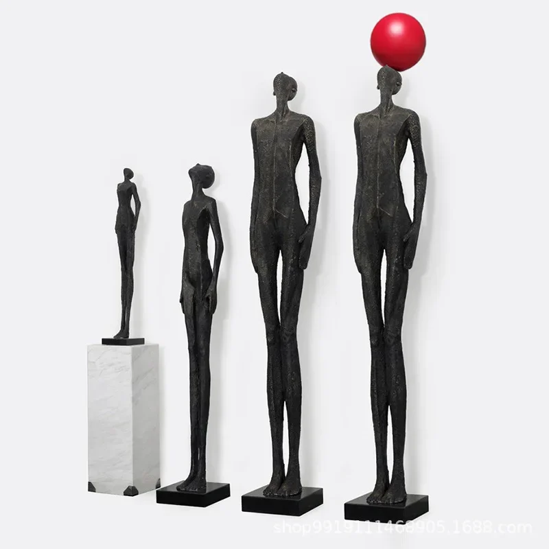 Lobby decoration, European style art, abstract living room, TV cabinet, large floor to ceiling humanoid sculpture ornaments
