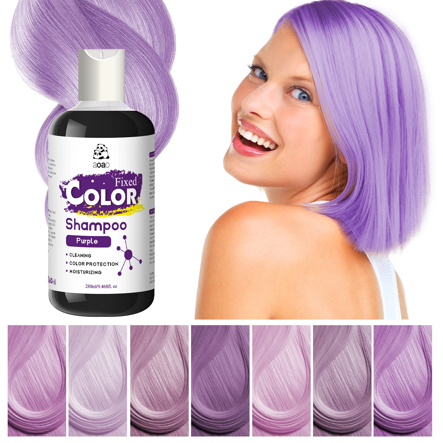 

Purple Fixed Color Shampoo with Coconut Oil, Bleaching Hair Color Protection Shampoo