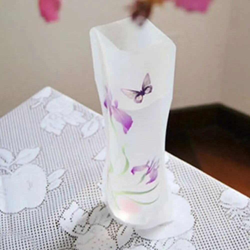 Creative Foldable PVC Folding Vase Reusable Cute Cartoon Flower Vase Easy to Store Simple Flower Vase Desktop