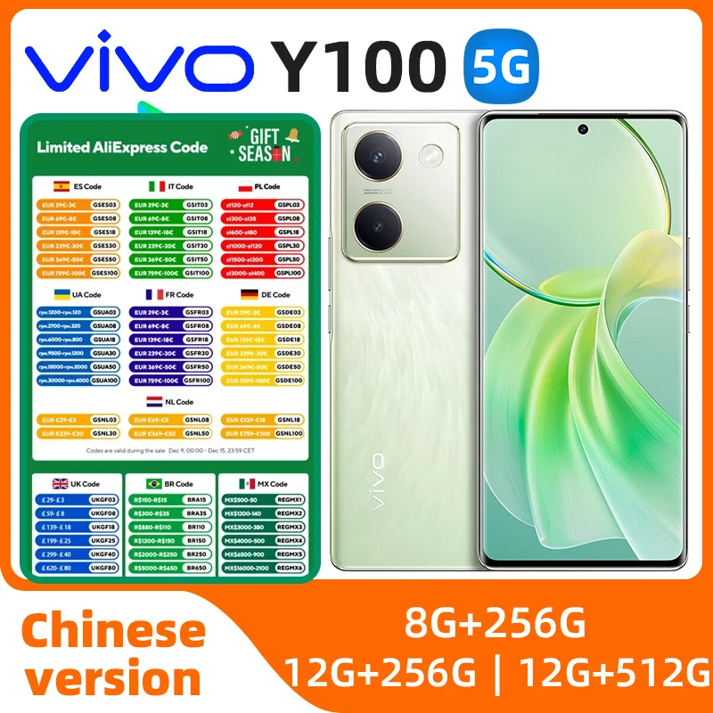 VIVO-Y100 AMOLED Smartphone, 5G, 6,78 ", Snapdragon 695, 5000mAh, Carga Flash 44W, Câmera de 64MP, Original