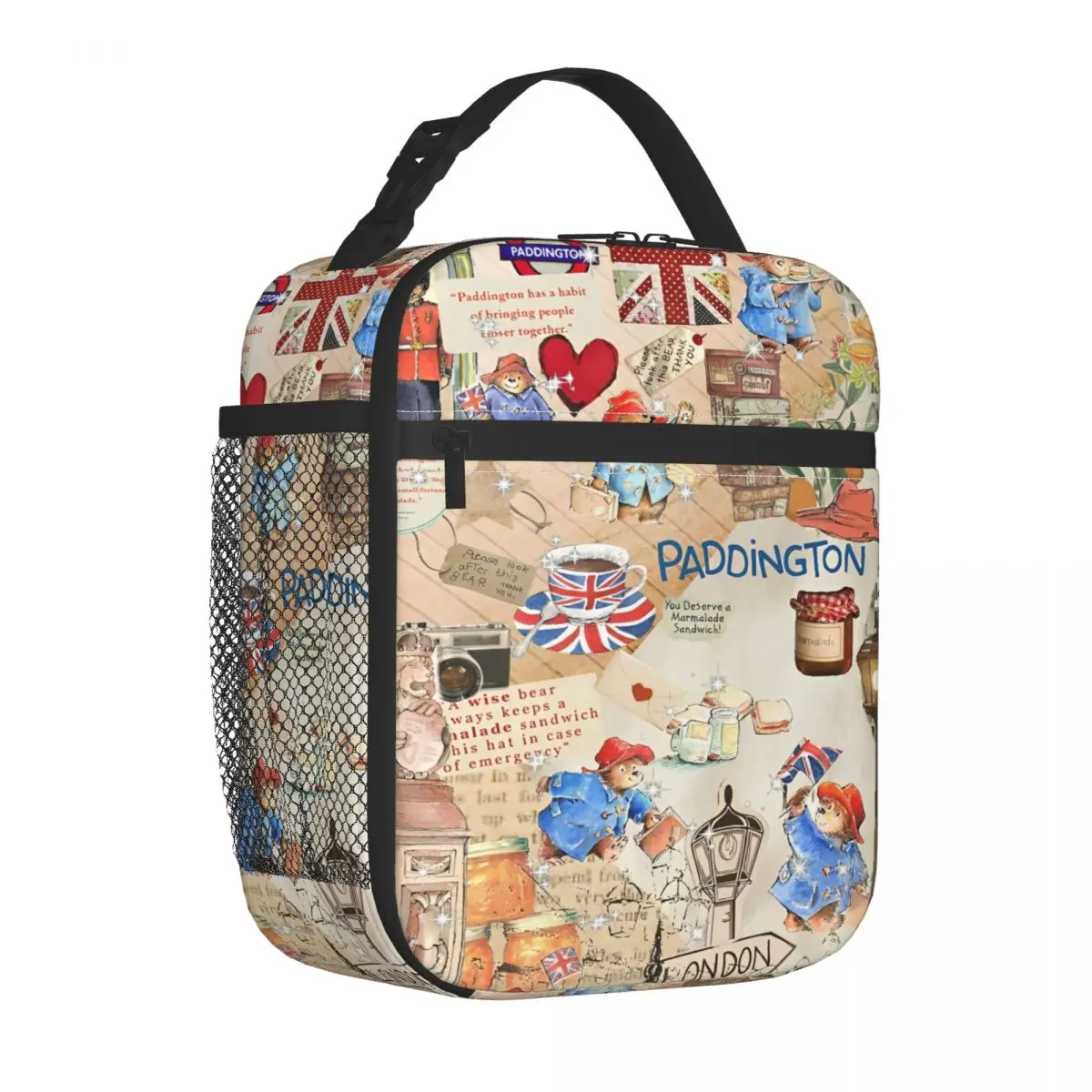 Paddington Brown Bear Insulated Lunch Bag Portable Britain Cartoon Reusable Thermal Bag Tote Lunch Box Work Picnic Food Bag