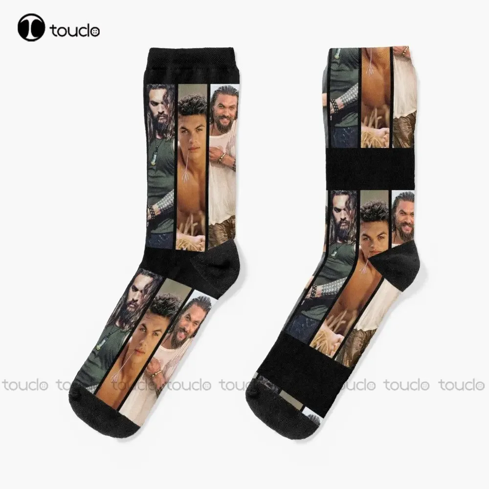 Jason Momoa Collage - Leo Zodiac Socks Cotton Socks For Men Personalized Custom Unisex Adult Teen Youth Socks Custom Gift Art