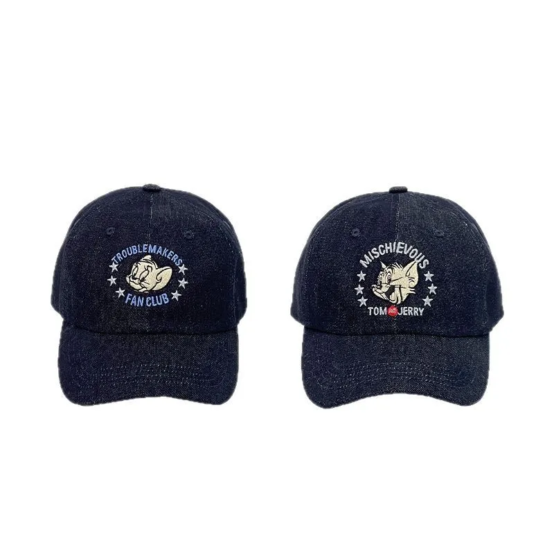 Cartoon Tom New and Jerry Summer American Cowboy Baseball Cap Peaked Cap with Round Crown Embroidered Gifts