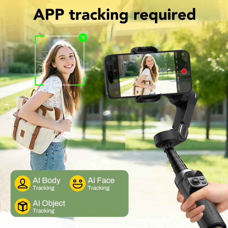 AOCHUAN Smart X3 360° Pan Rotation Gimbal Stabilizer For iPhone And Android Smartphone 3-Axis Stabilizer W/Built-in Extension Rod & One-Touch Open Tripod, Foldable Phone Gimbal for Vlogging, Travel view 5