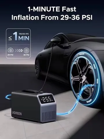 Портативный автомобильный компрессор UGREEN для подкачки шин, 150 PSI, 12В, с точным цифровым дисплеем для измерения давления в шинах