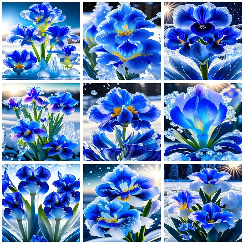 

CHENISTORY Oil Painting By Numbers Blue Flowers Pictures Paint Handicrafts Home Decoration Diy Gift Coloring By Number On Canvas