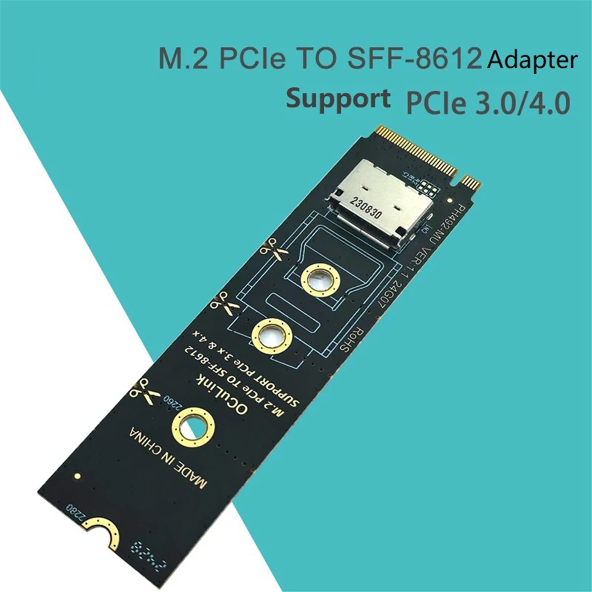 Adaptador de SFF-8612 M.2 NVMe PCIe a Oculink, conector hembra M.2 Mkey Nvme a Oculink, SFF-8611, SFF-8612