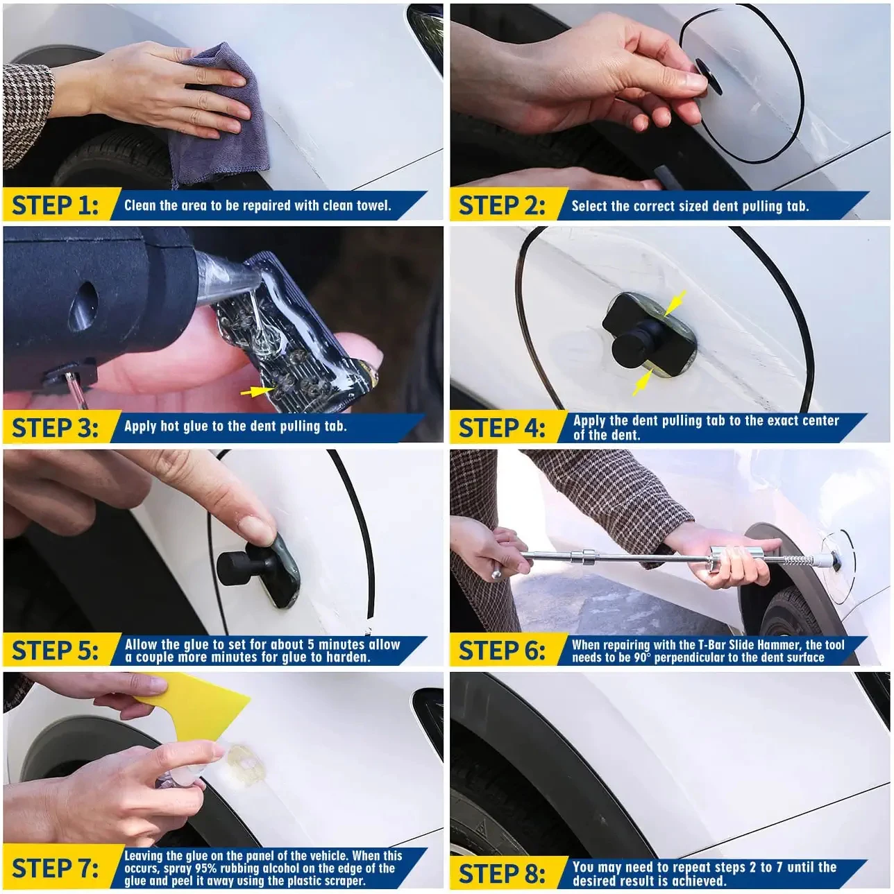 PDR Tools Dent Puller Lifter Paintless Hail Removal Repair Hammer Kits Car Dent Repair Tool with Tools bag