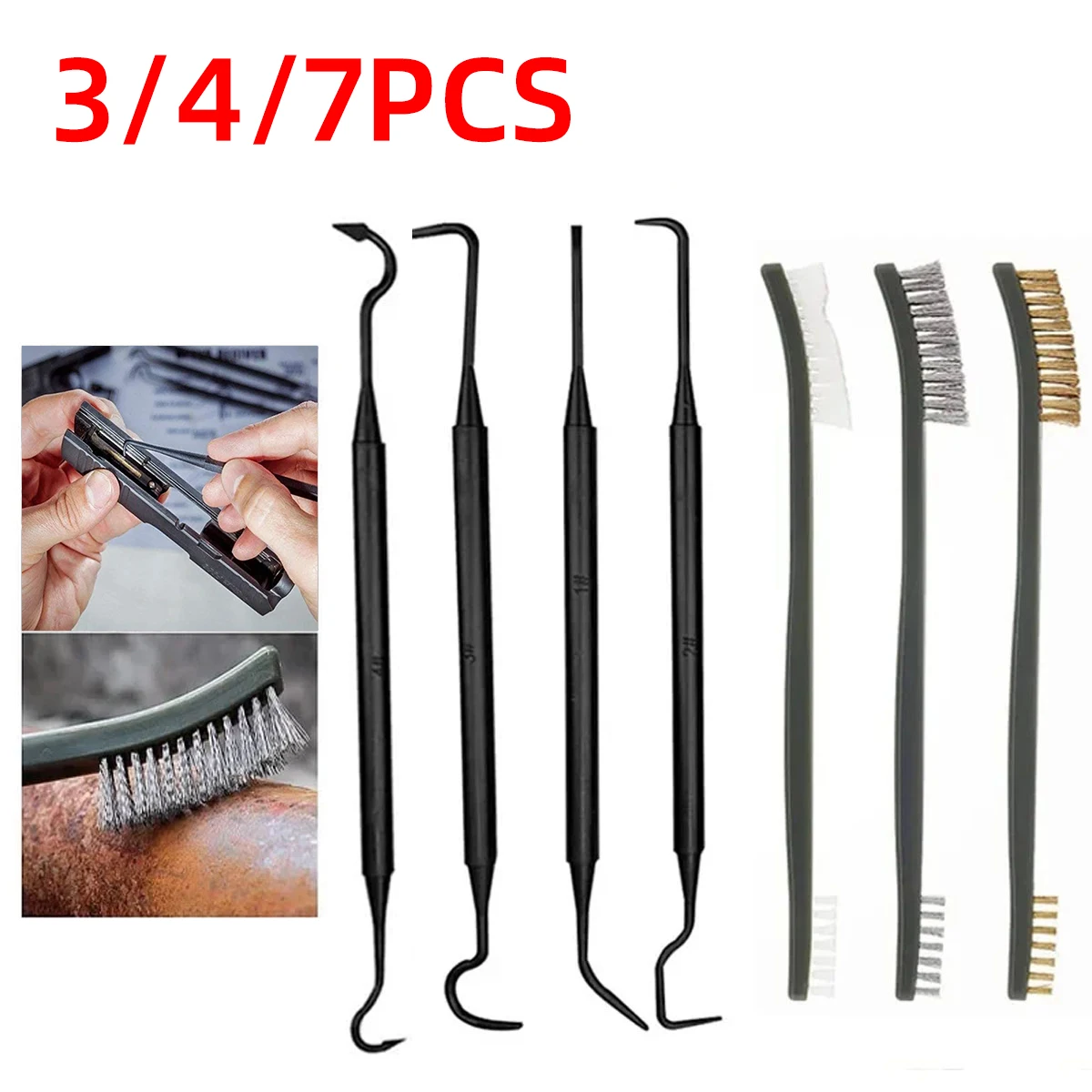 3/4/7PCS Double Ended Wire Brush Nylon Hook Brush Cleaning And Picking Tool Reusable Polishing Brush Household Car Cleaning