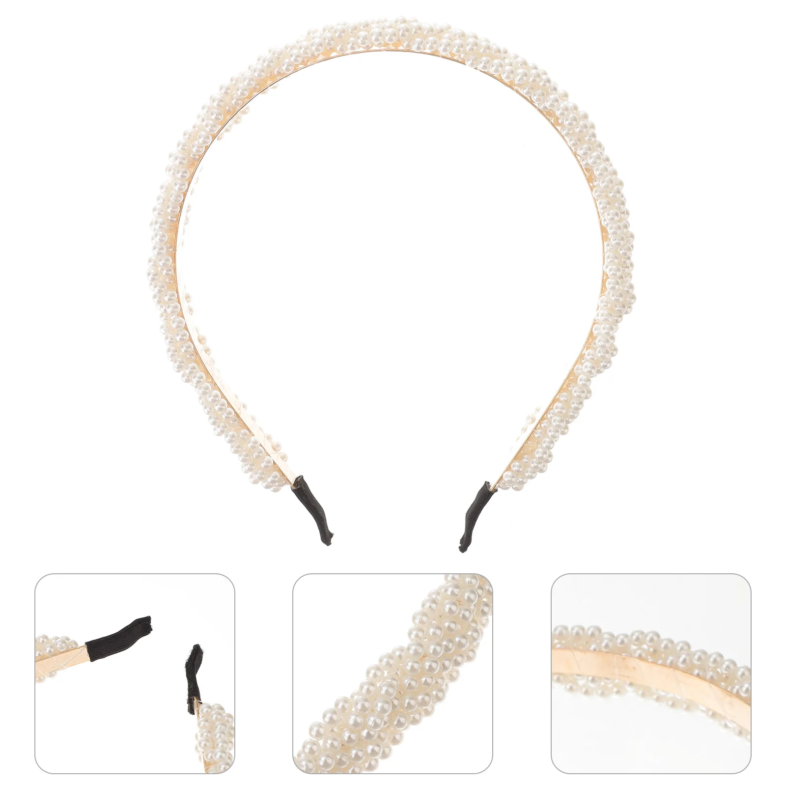 

Pearl Headband Women Headdress Crystal Hair Accessories Bridal Thin Simple Wedding Party Banquet Chic Design Durable Lightweight