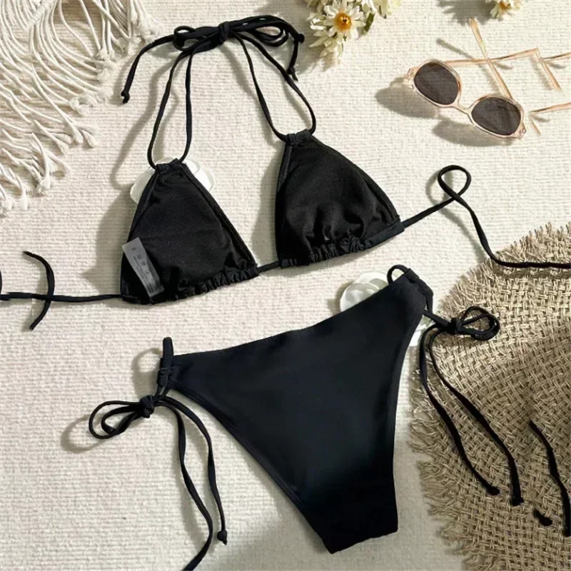 2024 verão feminino biquinis sem alças tanga brasileira biquini traje de bano sólido feminino duas peças maiô beachwear