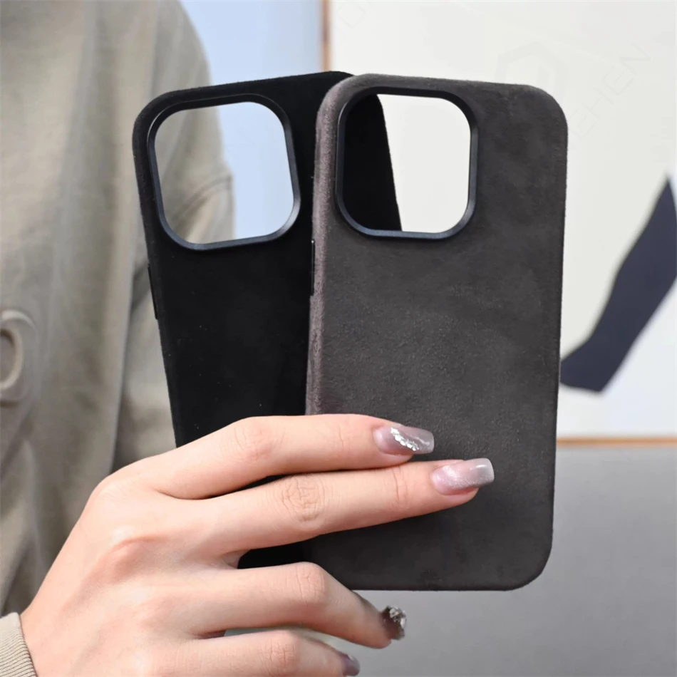 Für Magsafe Advanced Plüsch-Legierungs-Objektivhülle für iPhone 16, 12, 13, 14, 15 Pro Max, magnetische Anziehungskraft, hochwertige importierte Wildlederhülle