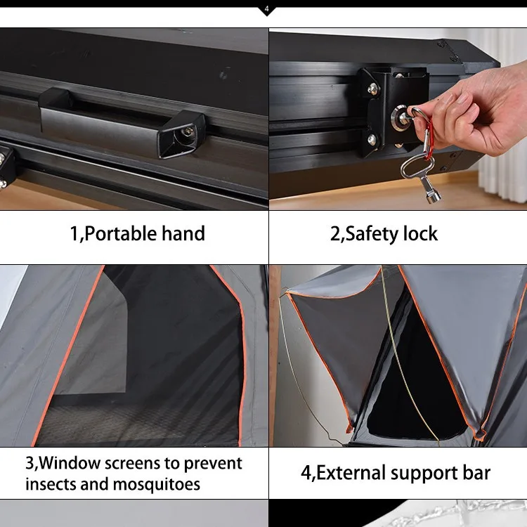 Hard top roof tent T-shaped new outdoor steam trapezoid automatic aluminum alloy camping roof tent