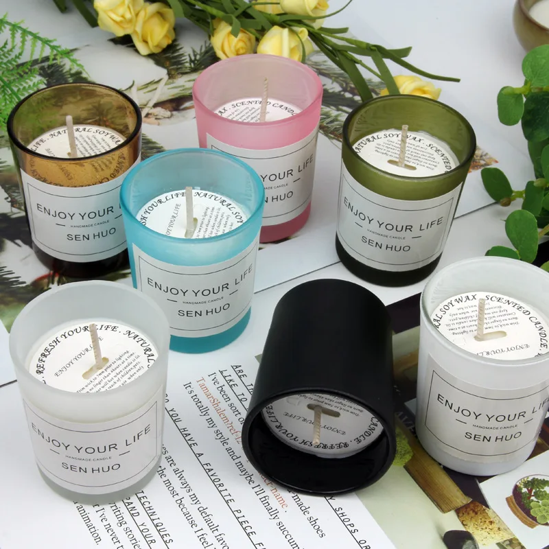

2PCS Scented Candle Rose Smokeless Aromatherapy Candle Wedding Party Soy Wax Candle Home Decor Glass Cup Aromatherapy Candle