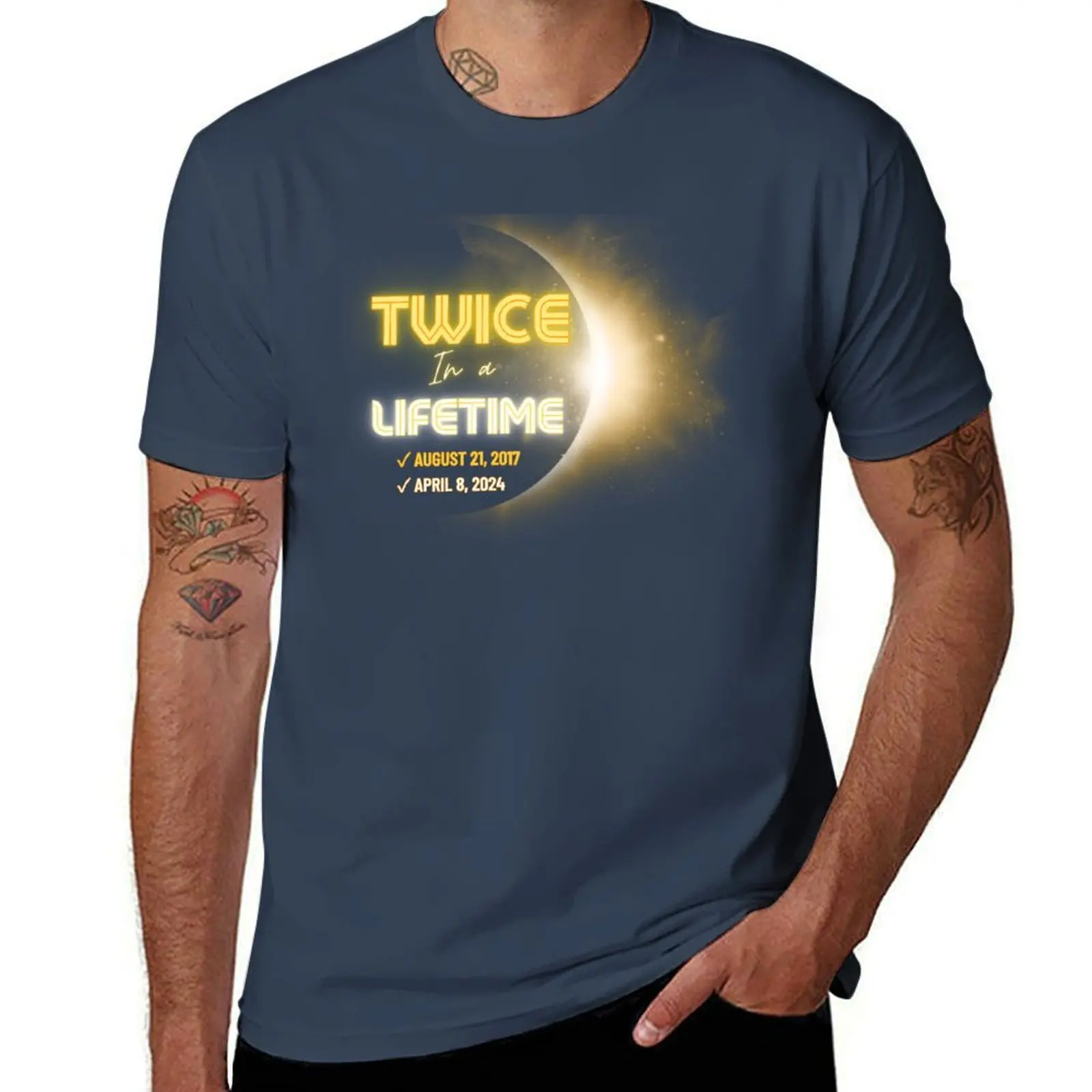 

Solar Eclipse Twice In A Lifetime - 2017 & 2024 T-Shirt Casual Lightweight Short Sleeve Top