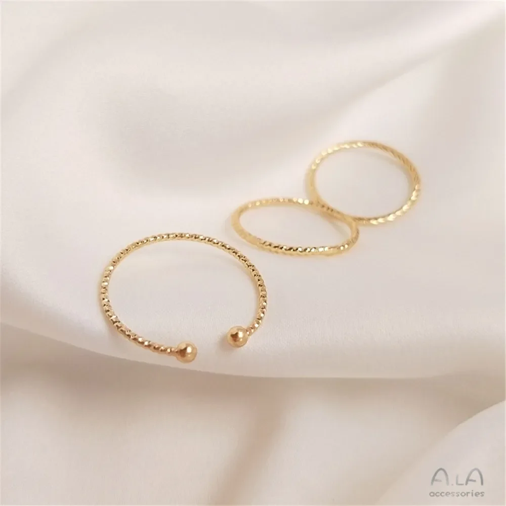 14K plated gold Batch flower wave ring simple INS wind ring combination tail ring female tide DIY ring