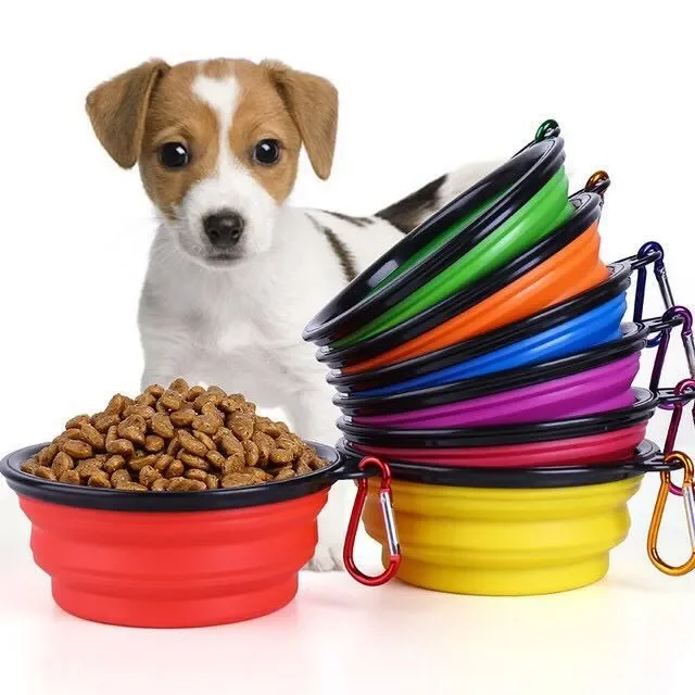 

Dog and cat folding bowl pet silicone collapsible travel outdoor portable foldable drinking water feeding slow food bowl