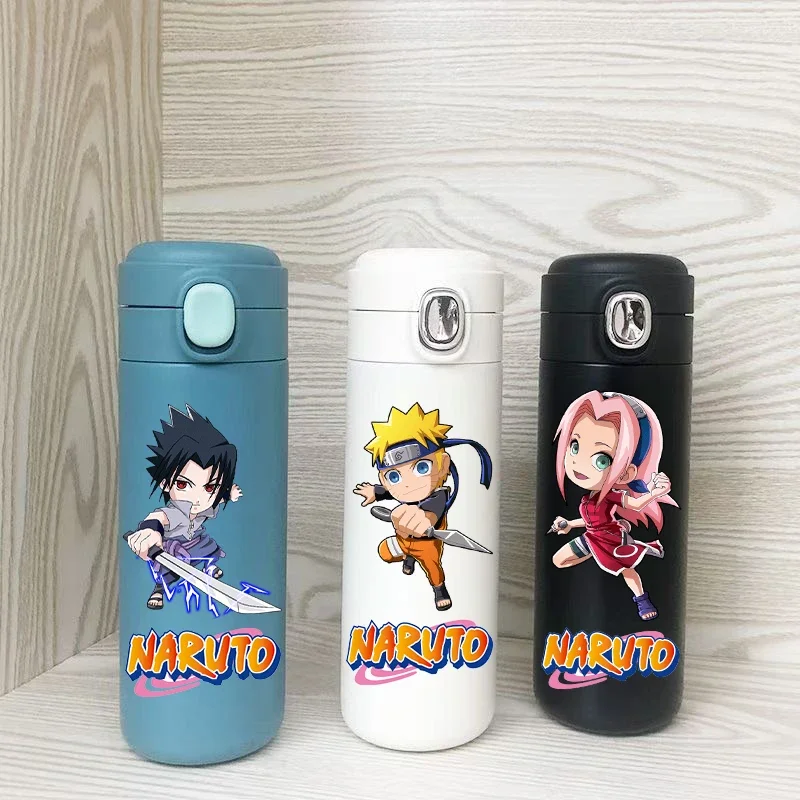 Anime NARUTO Sasuke Kakashi Sakura Kawaii Cartoon Vacuum Insulated Cup Direct Drinking Water Cup Student Water Cup 420ml Gift