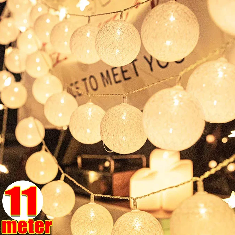 20LED Ball String Lights lanterna batteria in Rattan o controllo USB matrimonio decorazioni natalizie illuminazione Home Party Garden Ornament Lamps