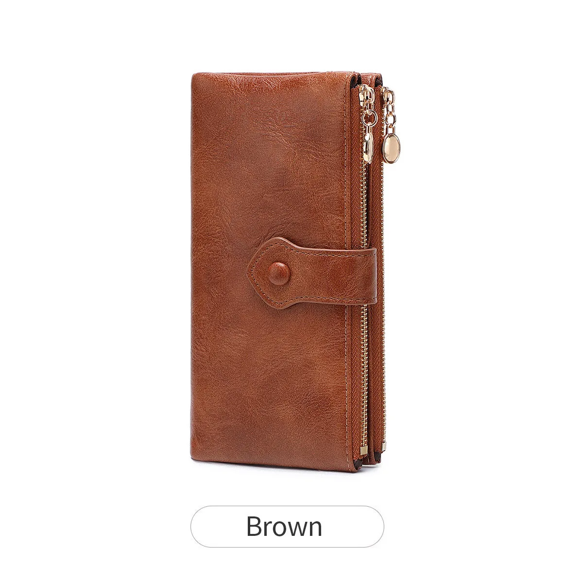 

Ladies' double-folding long wallet female large-capacity buckle double-zipper wallet multi-functional clutch