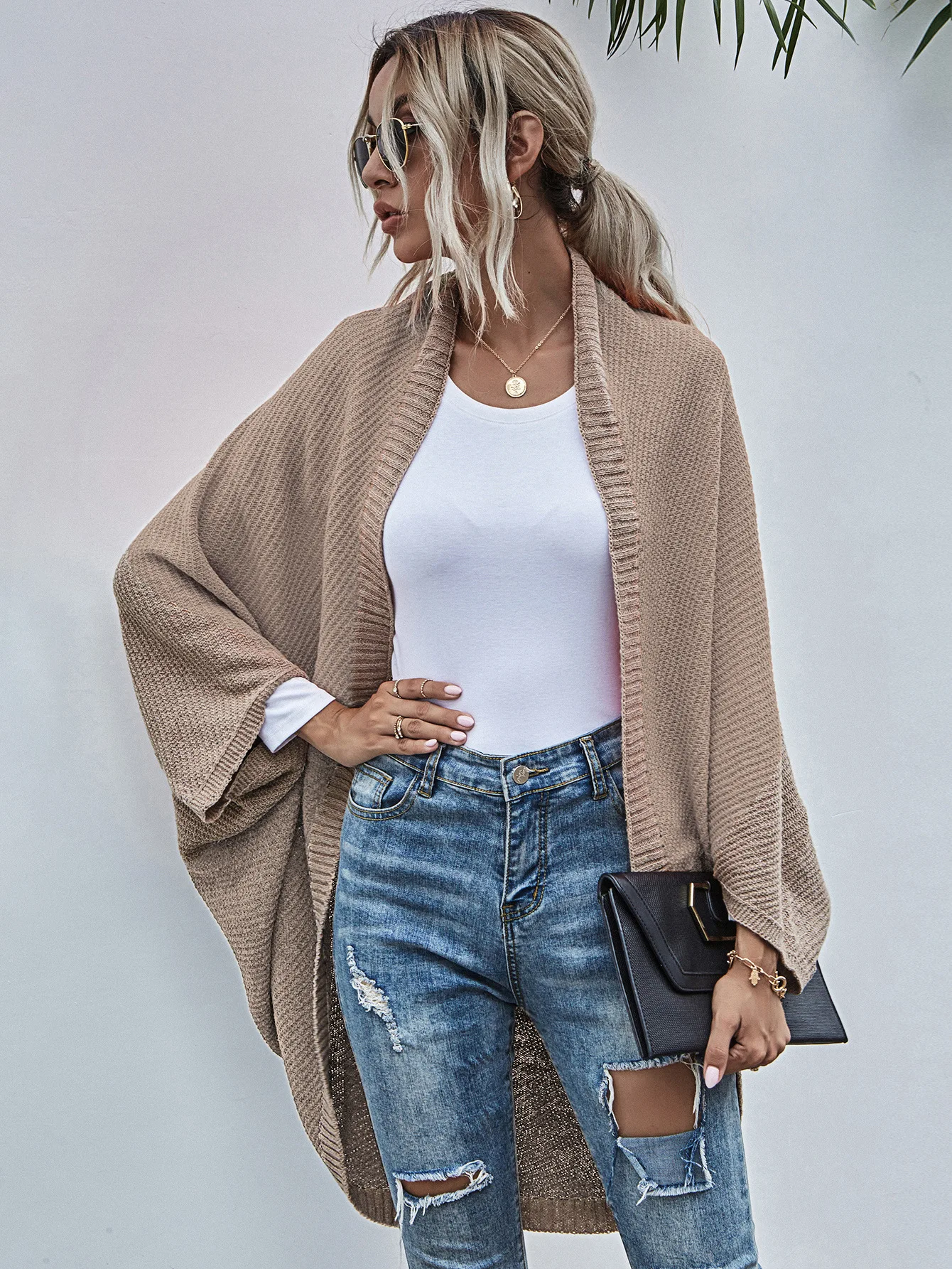 Sweater Women Sleeveless Knitted Shawl Loose Large Size Bat Sleeve Casual Jacket Autumn and Winter Hot Selling Women's Clothing